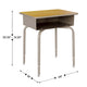 Maple Top/Black Chair |#| Maple/Silvr Student Desk with Open Front Metal Book Box & Blk Flex Comfort Chair