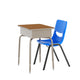 Walnut Top/Navy Chair |#| Walnut/Slvr Student Desk with Open Front Metal Book Box & Nvy Flex Comfort Chair