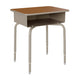 Walnut Top/Navy Chair |#| Walnut/Slvr Student Desk with Open Front Metal Book Box & Nvy Flex Comfort Chair