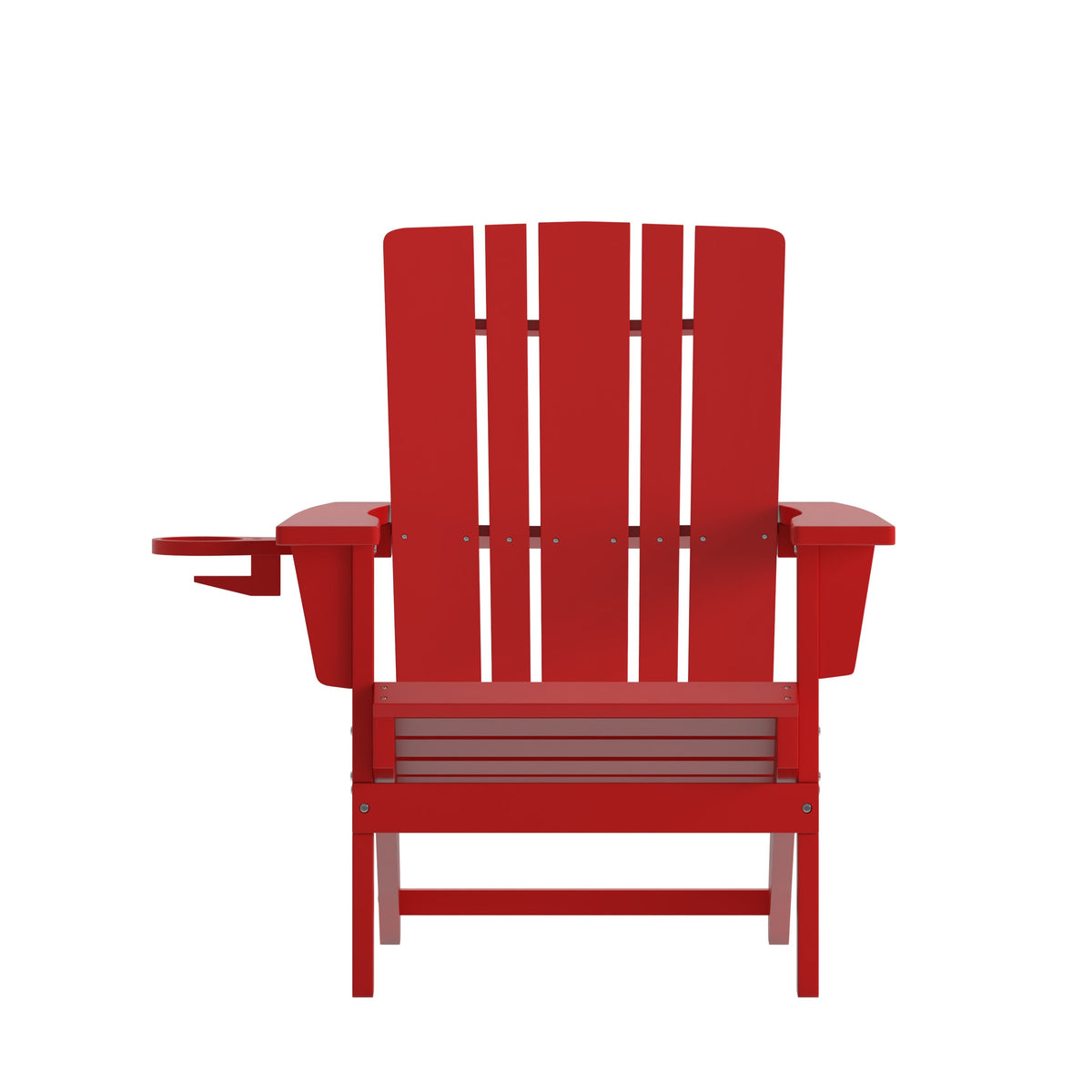 Red |#| Commercial Grade All-Weather Adirondack Chair with Swiveling Cupholder - Red