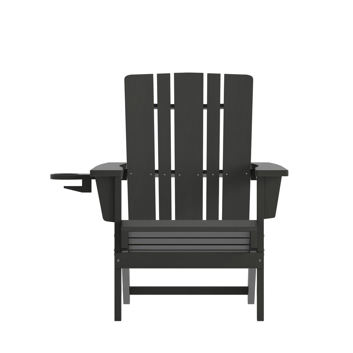 Black |#| Commercial Grade All-Weather Adirondack Chair with Swiveling Cupholder - Black