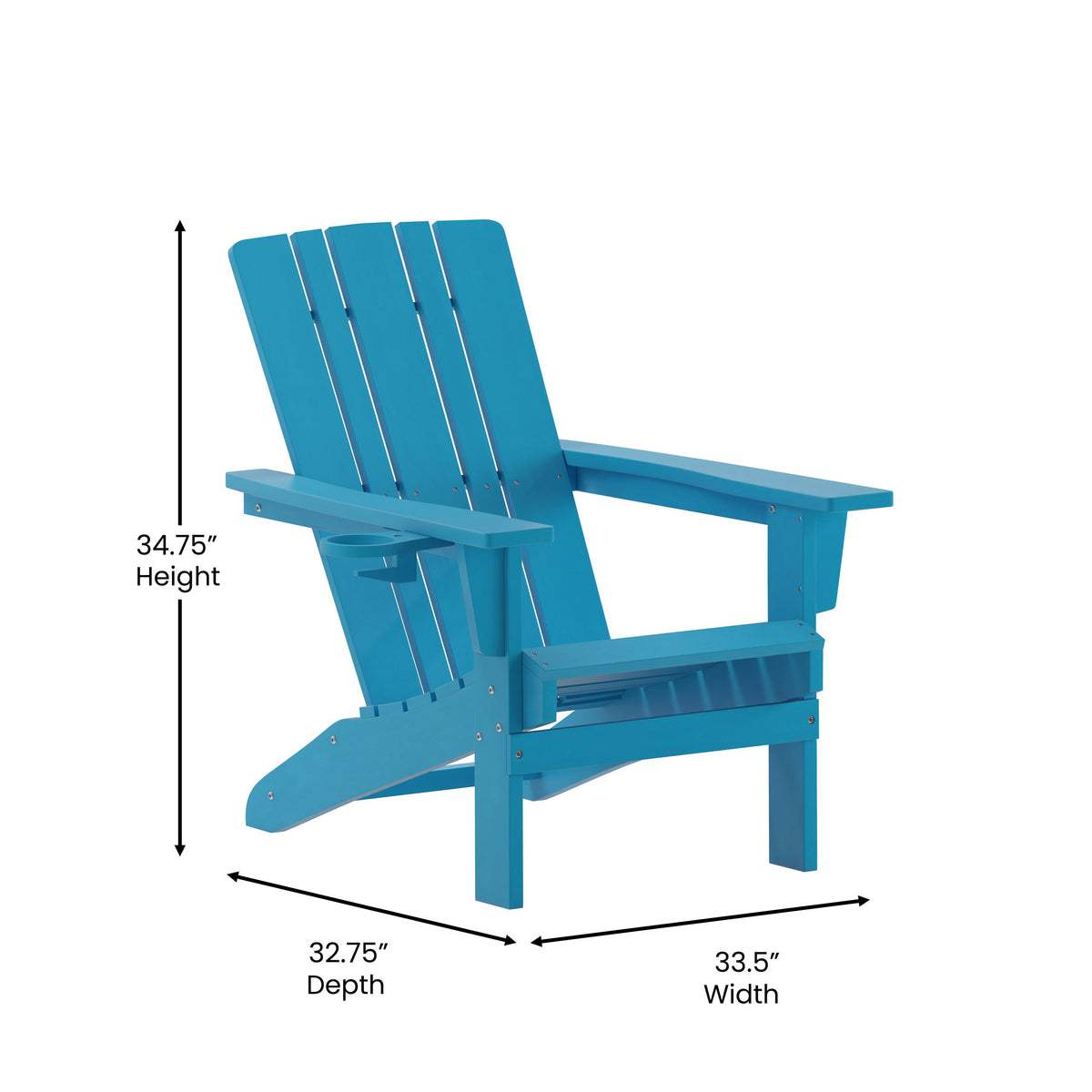 Blue |#| Commercial Grade All-Weather Adirondack Chair with Swiveling Cupholder - Blue