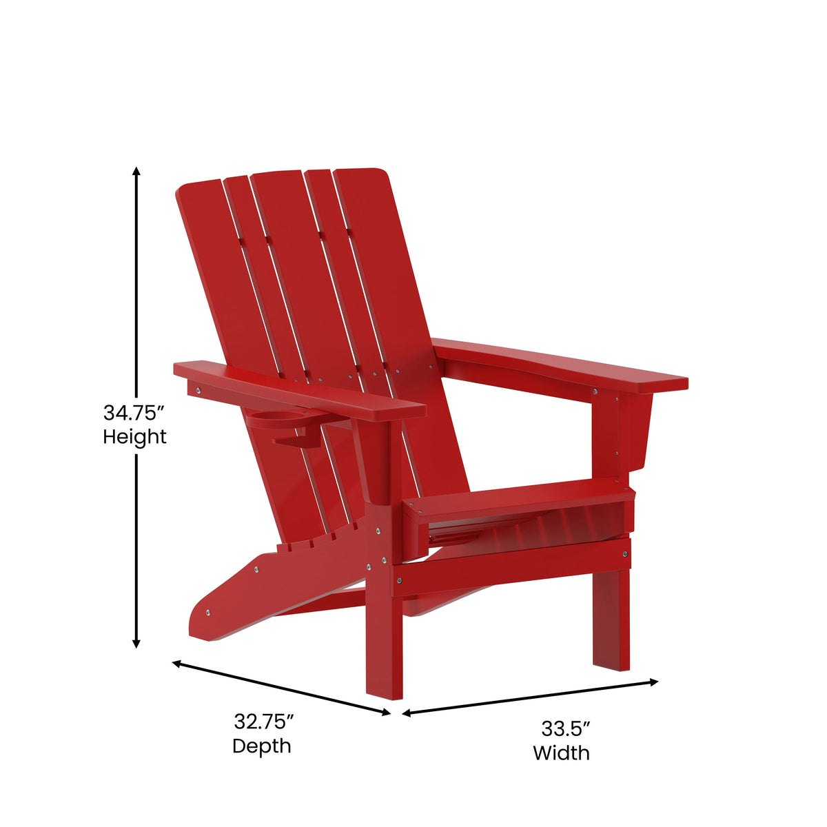 Red |#| Commercial Grade All-Weather Adirondack Chair with Swiveling Cupholder - Red