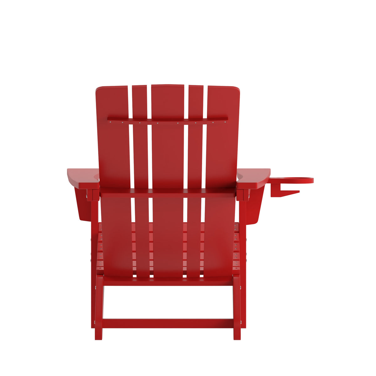 Red |#| Commercial Grade All-Weather Adirondack Chair with Swiveling Cupholder - Red