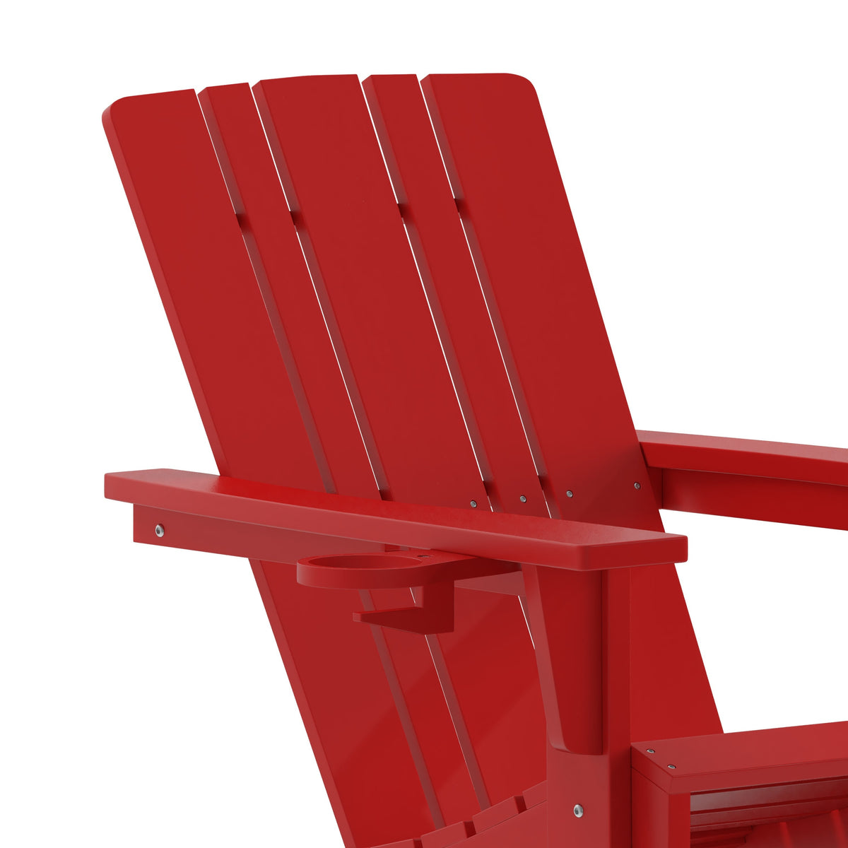 Red |#| Commercial Grade All-Weather Adirondack Chair with Swiveling Cupholder - Red