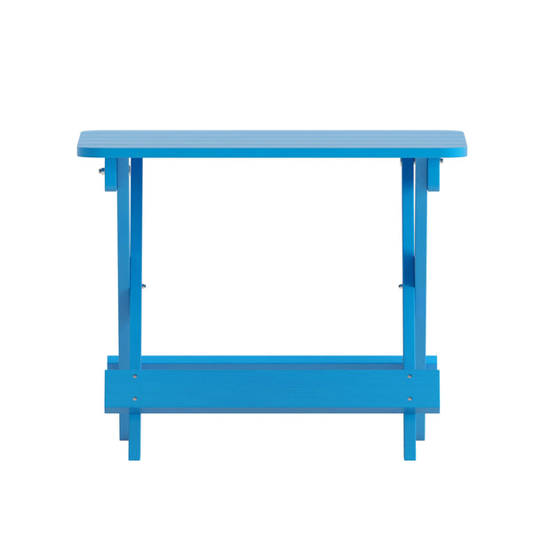 Blue |#| Commercial Grade All-Weather Portable Folding Adirondack Side Table - Blue