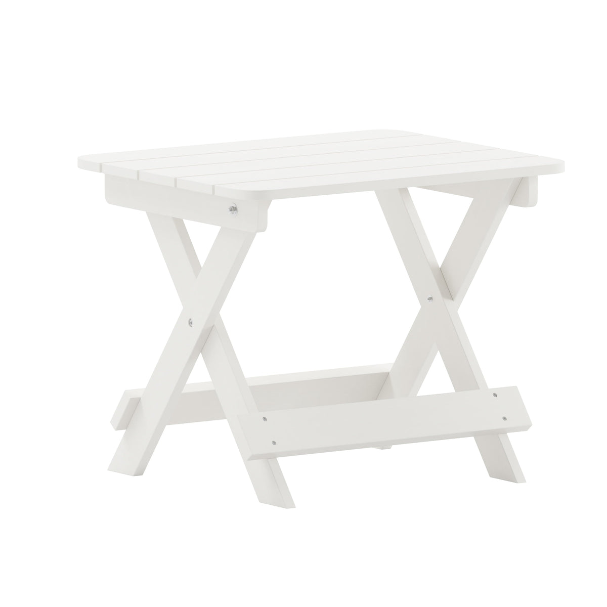 White |#| Commercial Grade All-Weather Portable Folding Adirondack Side Table - White