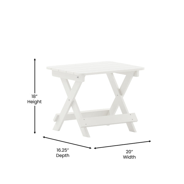 White |#| Commercial Grade All-Weather Portable Folding Adirondack Side Table - White