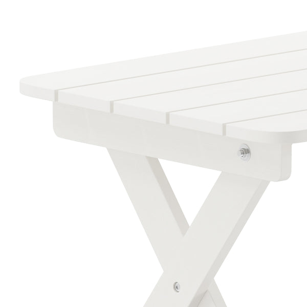 White |#| Commercial Grade All-Weather Portable Folding Adirondack Side Table - White