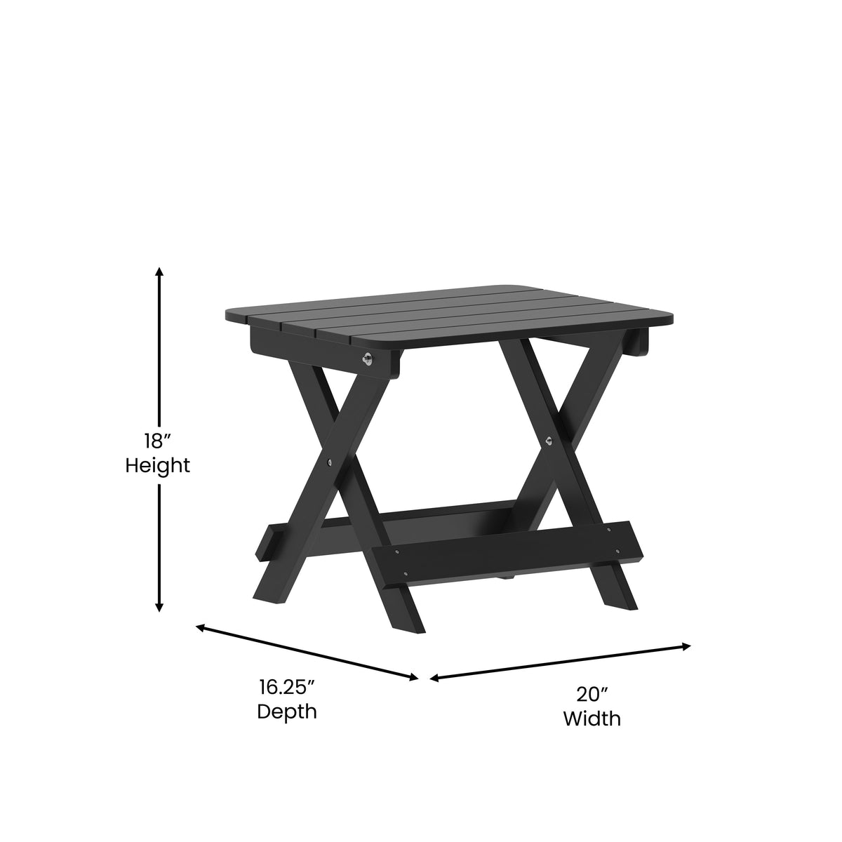 Black |#| Commercial Grade All-Weather Portable Folding Adirondack Side Table - Black