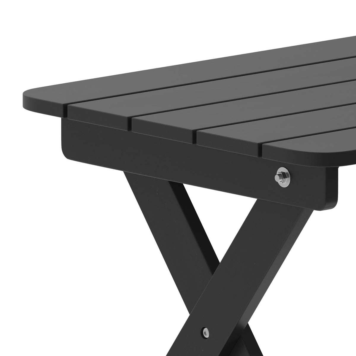 Black |#| Commercial Grade All-Weather Portable Folding Adirondack Side Table - Black