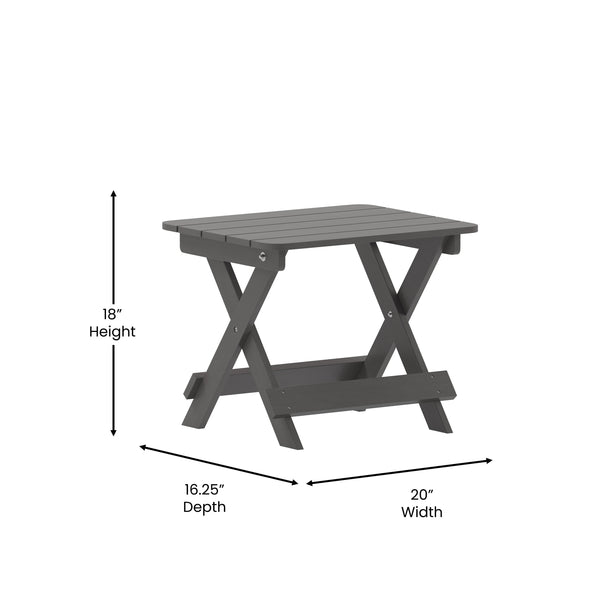 Gray |#| Commercial Grade All-Weather Portable Folding Adirondack Side Table - Gray