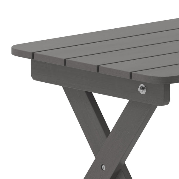 Gray |#| Commercial Grade All-Weather Portable Folding Adirondack Side Table - Gray