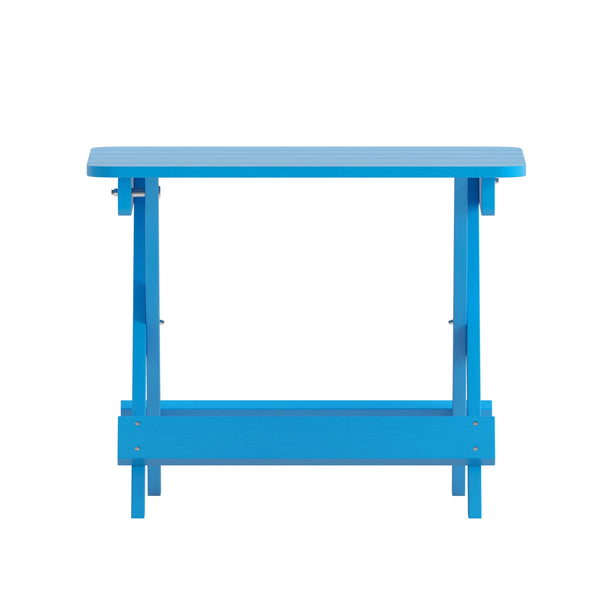 Blue |#| Commercial Grade All-Weather Portable Folding Adirondack Side Table - Blue