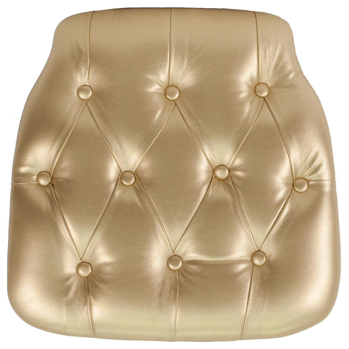 Gold |#| Hard Gold Tufted Vinyl Chiavari Chair Cushion - Event Accessories