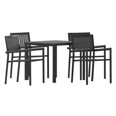 Harris Commercial 5 Piece Indoor-Outdoor Table and Chairs, Square Table with Poly Resin Top, 4 Metal Chairs with Poly Resin Backs & Seats