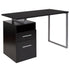 Harwood Desk with Two Drawers and Metal Frame