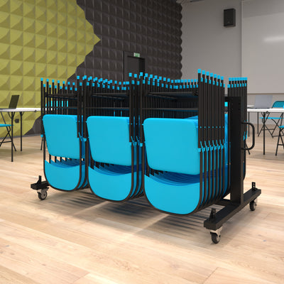 Hawkins Heavy Duty Folding Table and Chairs Mobile Cart-Locking Wheels, Outdoor Cover, 42 Folding Chairs and 12 Tables Capacity - View 2