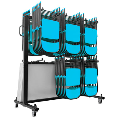 Hawkins Heavy Duty Folding Table and Chairs Mobile Cart-Locking Wheels, Outdoor Cover, 84 Folding Chairs or 42 Chairs and 12 Tables Capacity - View 1
