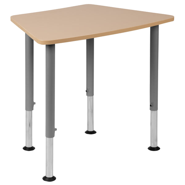 Hex Natural Collaborative Adjustable Student Desk - Home and Classroom