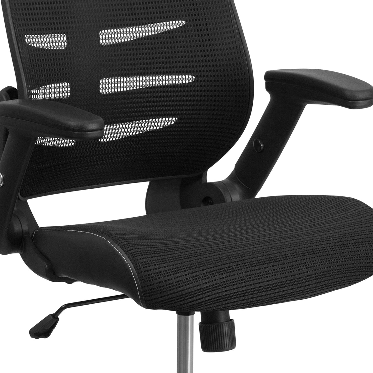 High Back Designer Black Mesh Swivel Executive Ergonomic Chair with Flip-Up Arms