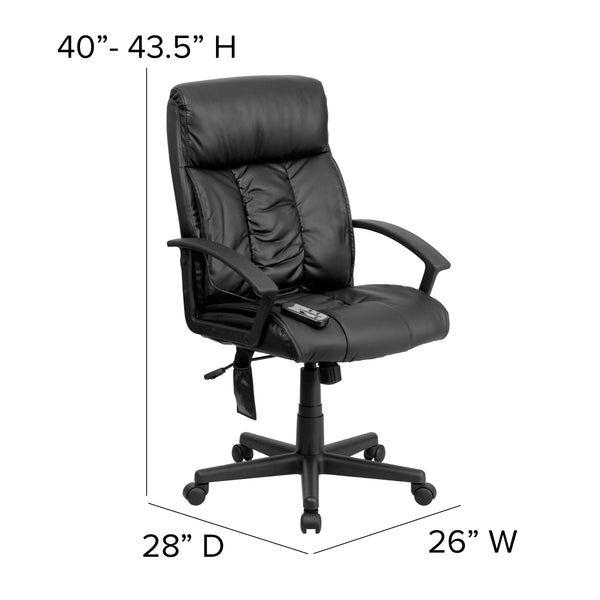 High Back Massaging Black LeatherSoft Upholstered Chair with Side Remote Pocket
