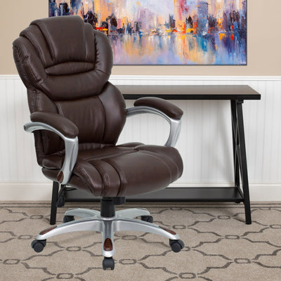 High Back Executive Swivel Ergonomic Office Chair with Accent Layered Seat and Back and Padded Arms