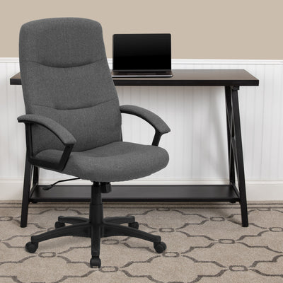 High Back Fabric Executive Swivel Office Chair with Two Line Horizontal Stitch Back and Arms