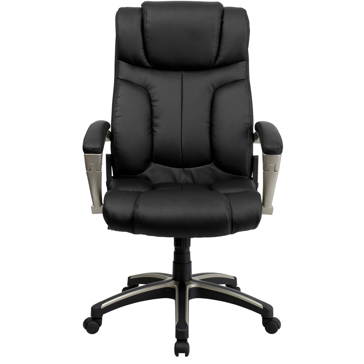 High Back Folding Black LeatherSoft Executive Swivel Office Chair with Arms