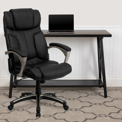 High Back Folding LeatherSoft Executive Swivel Office Chair with Arms
