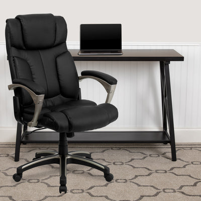 High Back Folding LeatherSoft Executive Swivel Office Chair with Arms - View 2