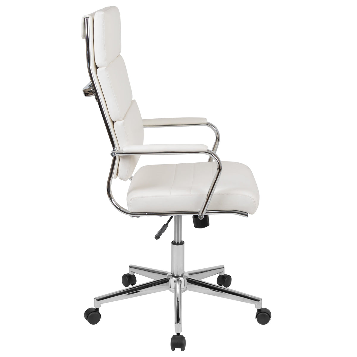 White |#| High Back White LeatherSoft Contemporary Panel Executive Swivel Office Chair