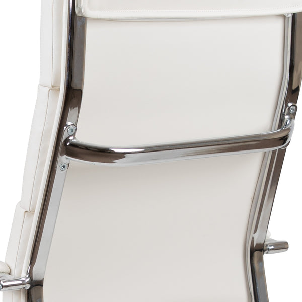 White |#| High Back White LeatherSoft Contemporary Panel Executive Swivel Office Chair