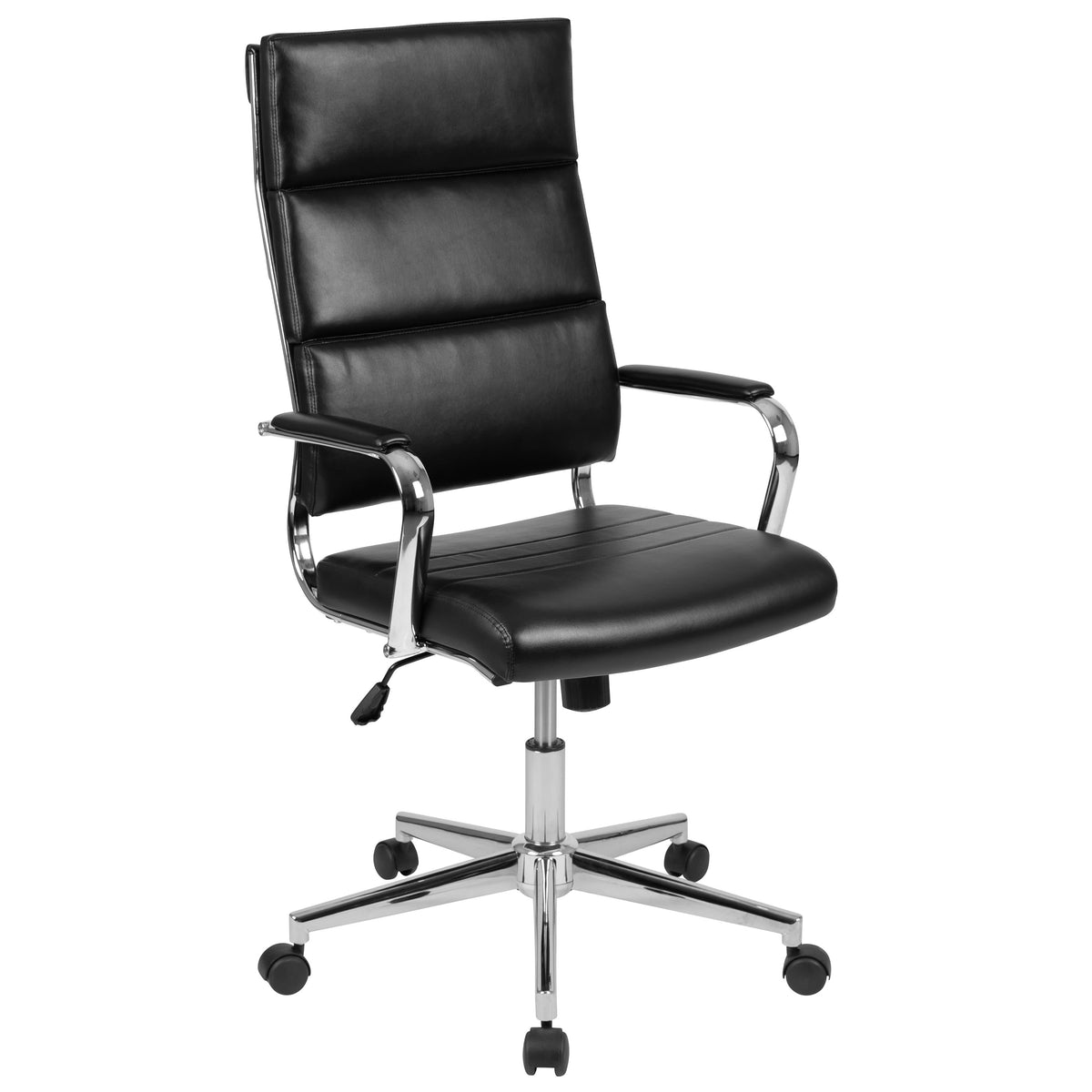 Black |#| High Back Black LeatherSoft Contemporary Panel Executive Swivel Office Chair