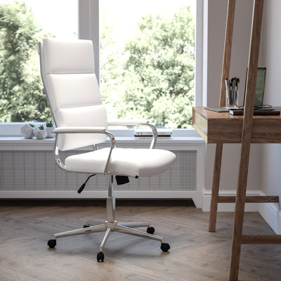 High Back LeatherSoft Contemporary Panel Executive Swivel Office Chair - View 2