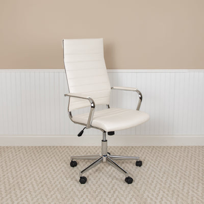 High Back LeatherSoft Contemporary Ribbed Executive Swivel Office Chair - View 2