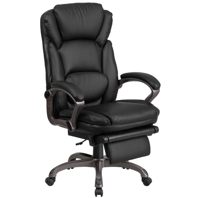 High Back LeatherSoft Executive Reclining Swivel Office Chair with Outer Lumbar Cushion and Arms