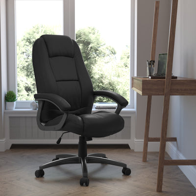 High Back LeatherSoft Executive Swivel Ergonomic Office Chair with Deep Curved Lumbar and Arms