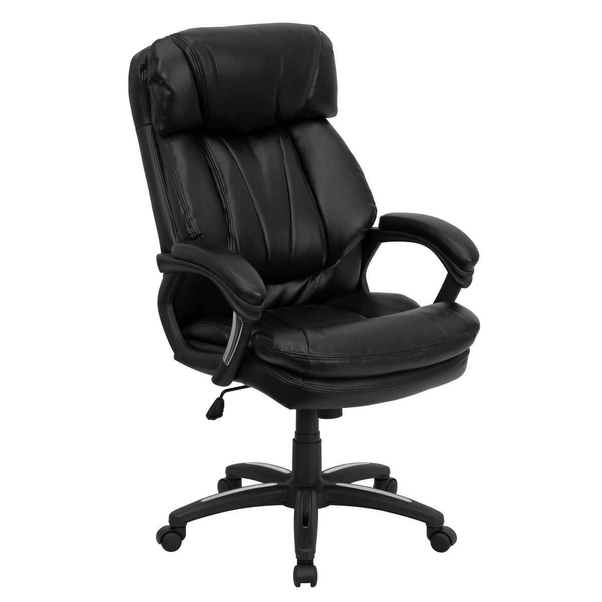 High Back Black LeatherSoft Ergonomic Chair w/Plush Headrest, Extensive Padding