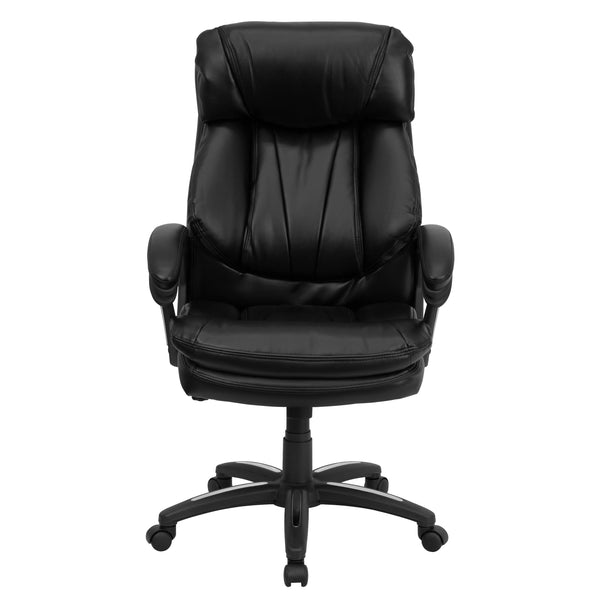 High Back Black LeatherSoft Ergonomic Chair w/Plush Headrest, Extensive Padding