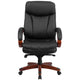 High Back Black LeatherSoft Chair w/Synchro-Tilt Mechanism, Mahogany Wood Base