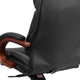 High Back Black LeatherSoft Chair w/Synchro-Tilt Mechanism, Mahogany Wood Base