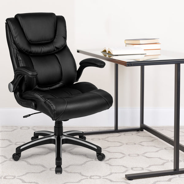 High Back Black LeatherSoft Executive Swivel Chair with Double Layered Headrest