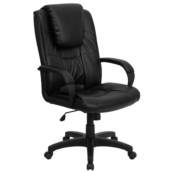 High Back Black LeatherSoft Executive Swivel Office Chair w/Oversized Headrest