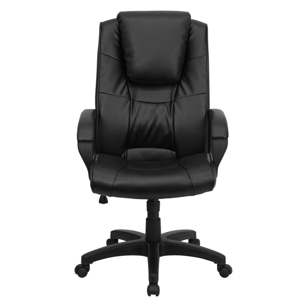 High Back Black LeatherSoft Executive Swivel Office Chair w/Oversized Headrest