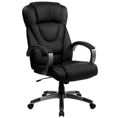 High Back LeatherSoft Executive Swivel Office Chair with Titanium Nylon Base and Loop Arms