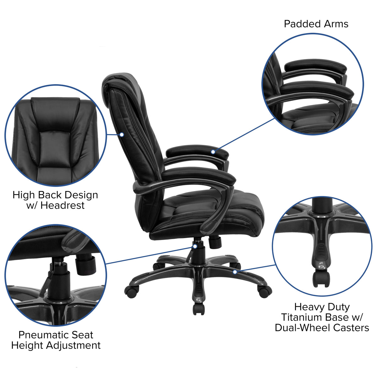 High Back Black LeatherSoft Layered Upholstered Executive Ergonomic Office Chair