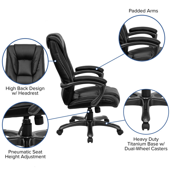 High Back Black LeatherSoft Layered Upholstered Executive Ergonomic Office Chair