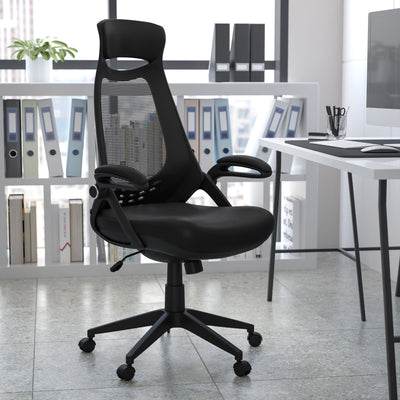 High Back Mesh Executive Swivel Office Chair with Flip-Up Arms