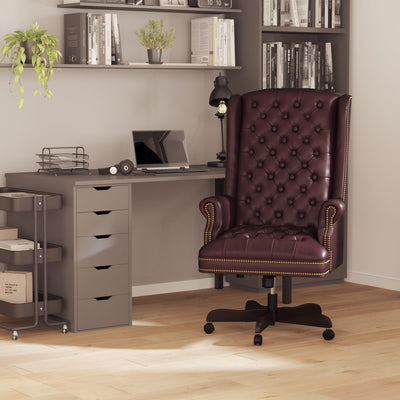 High Back Traditional Fully Tufted LeatherSoft Executive Swivel Ergonomic Office Chair with Arms - View 2